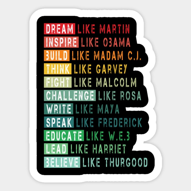 Dream like Martin Fight like Malcolm Inspire Like Obama Sticker by drag is art